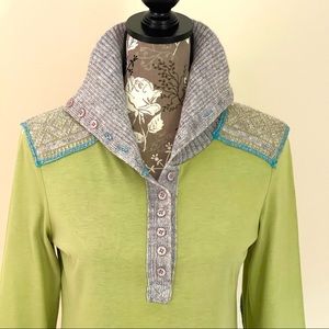 FREE PEOPLE Sweater Dress Lime Green Grey